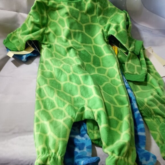 Leveret Lot 4 Fleece Footie Pajamas 6-12M Blue Green Gripper NWT Baby Sleepers - Picture 7 of 12
